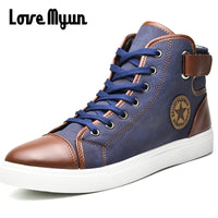 Fashion Autumn Winter Male Footwear Patchwork Flats sneakers  High Top Men Shoes Canvas Men Casual Shoes BIG Size 45 46 47 NN-22