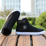 Mens High-top Canvas Shoes Men 2020 New Spring Autumn Top Fashion Sneakers Lace-up High Style Solid Colors Man Black Shoes KA853