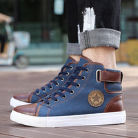 Fashion Autumn Winter Male Footwear Patchwork Flats sneakers  High Top Men Shoes Canvas Men Casual Shoes BIG Size 45 46 47 NN-22